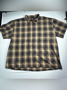 YAGO Men's Plaid Button-Up Shirt in Brown and Black - Casual Collared Shirt